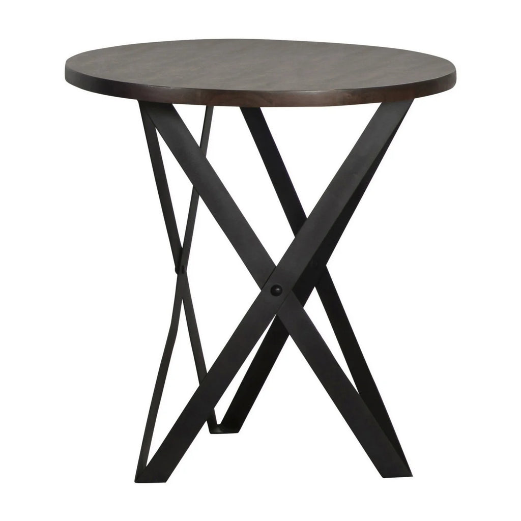 24 Inch Round Acacia Wood Side End Table P5326