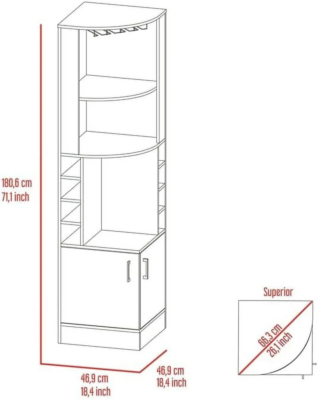 White Engineered Wood Corner Bar Cabinet H527