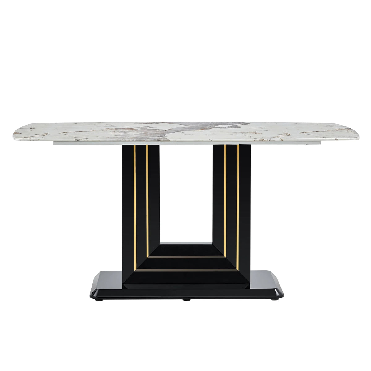 Glass Dining Table with U-Shaped MDF Base J8424