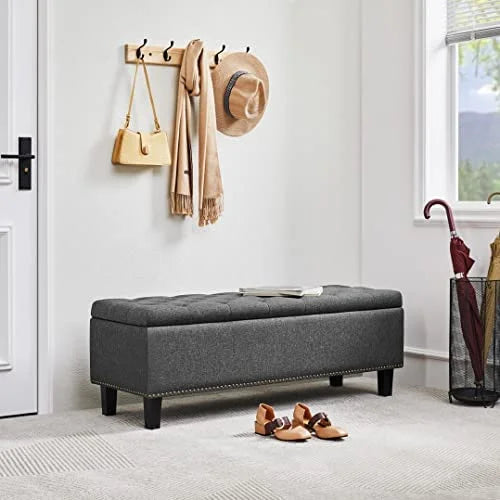 Dark Grey Storage Ottoman Bench 2 Pieces L68290