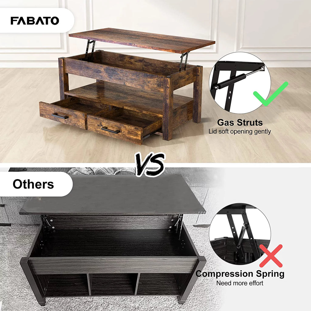23 In Lift Top Coffee Table with 2 Drawers, Brown E754