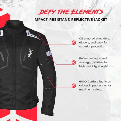 All-Black Cordura Motorcycle Jacket with Armor R8191
