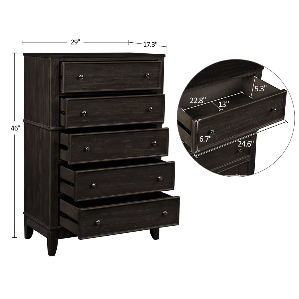 5 Drawers Solid Wood Chest W965