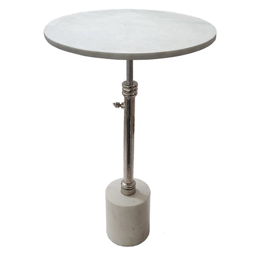 24 Inch Side Table with Marble Top and Pedestal Base J1990