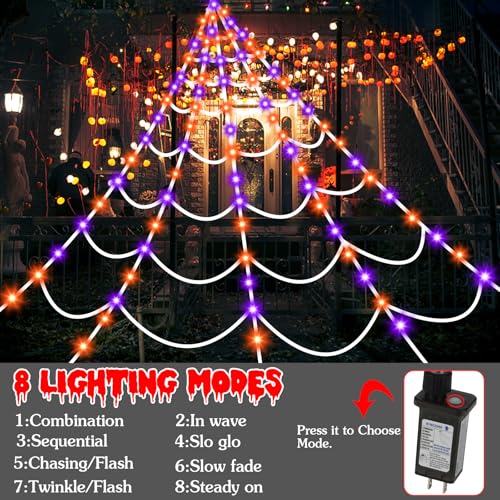 Purple & Orange Spiderweb Lights with 8 Lighting Modes X275180
