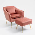 Pink Velvet Accent Chair with Golden Metal Legs F64267