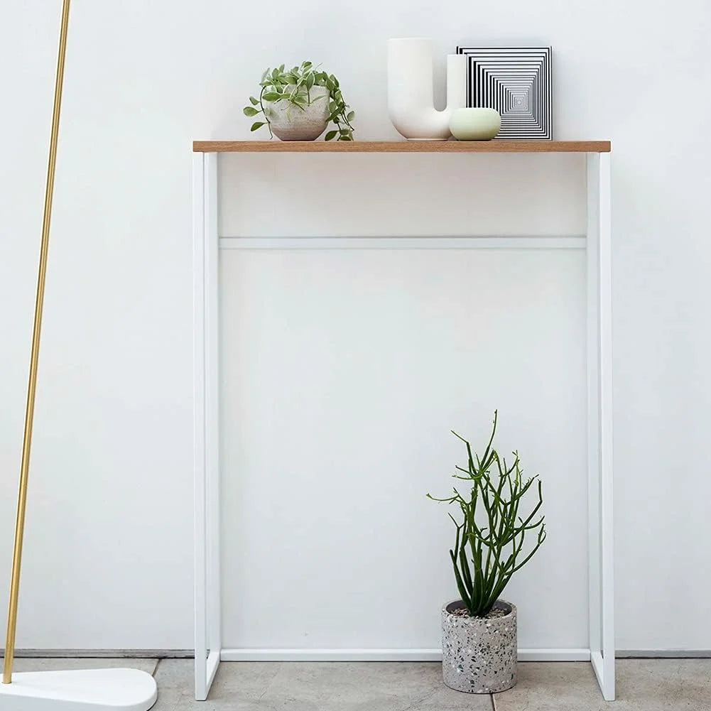 Slim Narrow Metal and Wood Console Table Z112608
