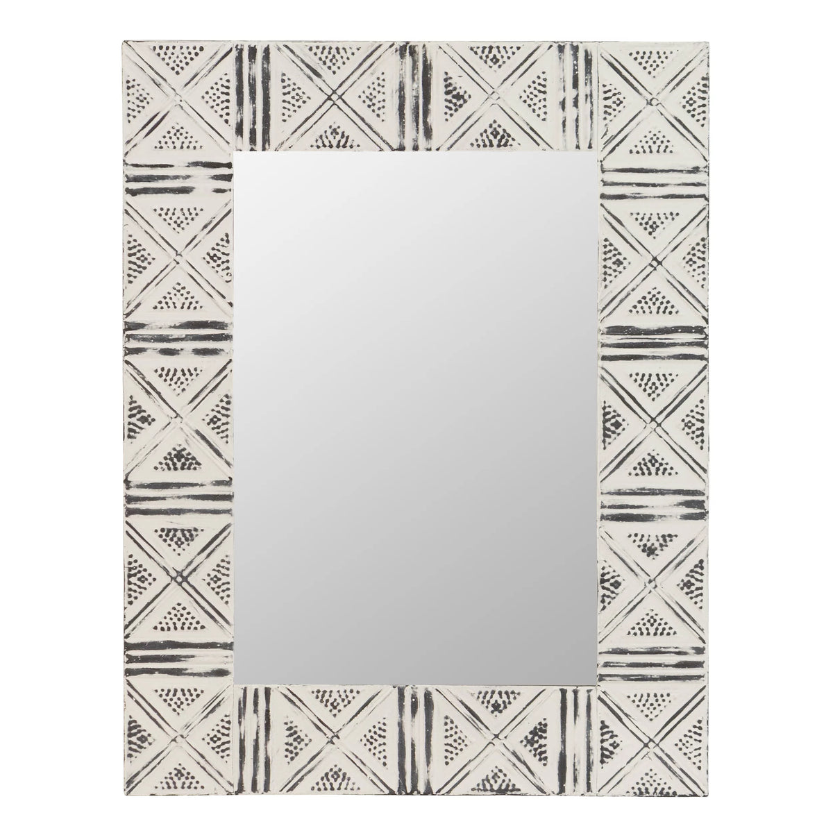 Distressed Metal Wall Mirror with Embossed Frame N360