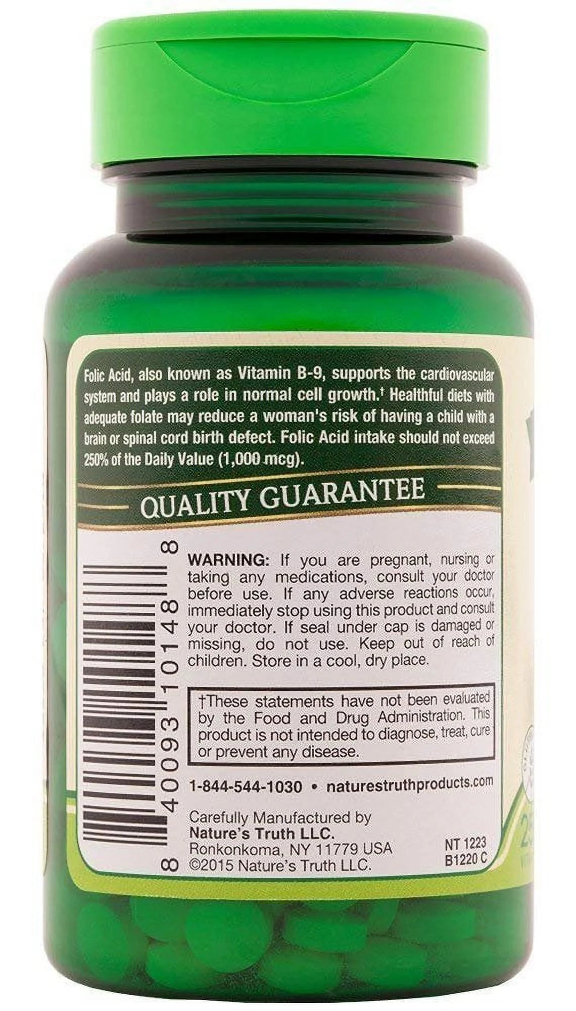Vitamin B-9 Folic Acid 800 mcg 250 Tablets 6-Pack P780236