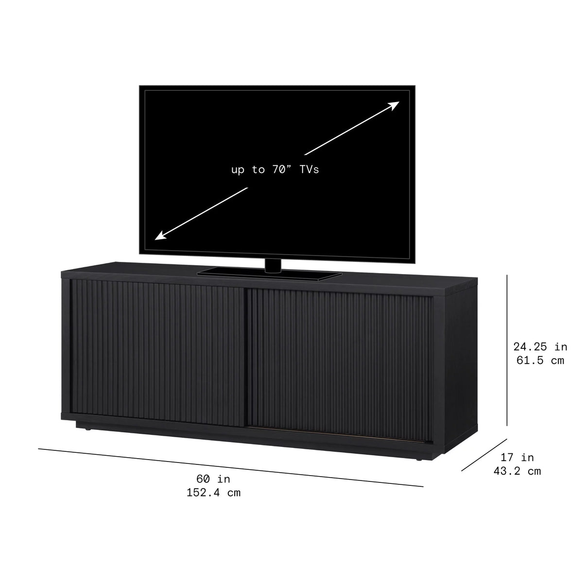 Fluted TV Stand for TVs up to 70" Black F815375
