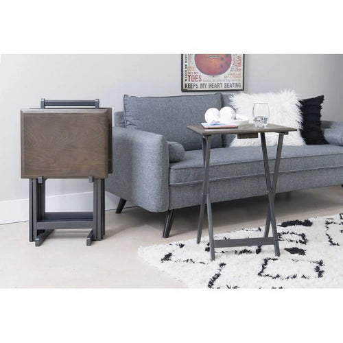 5-Piece Folding Tray Table Set with Stand, Gray T225