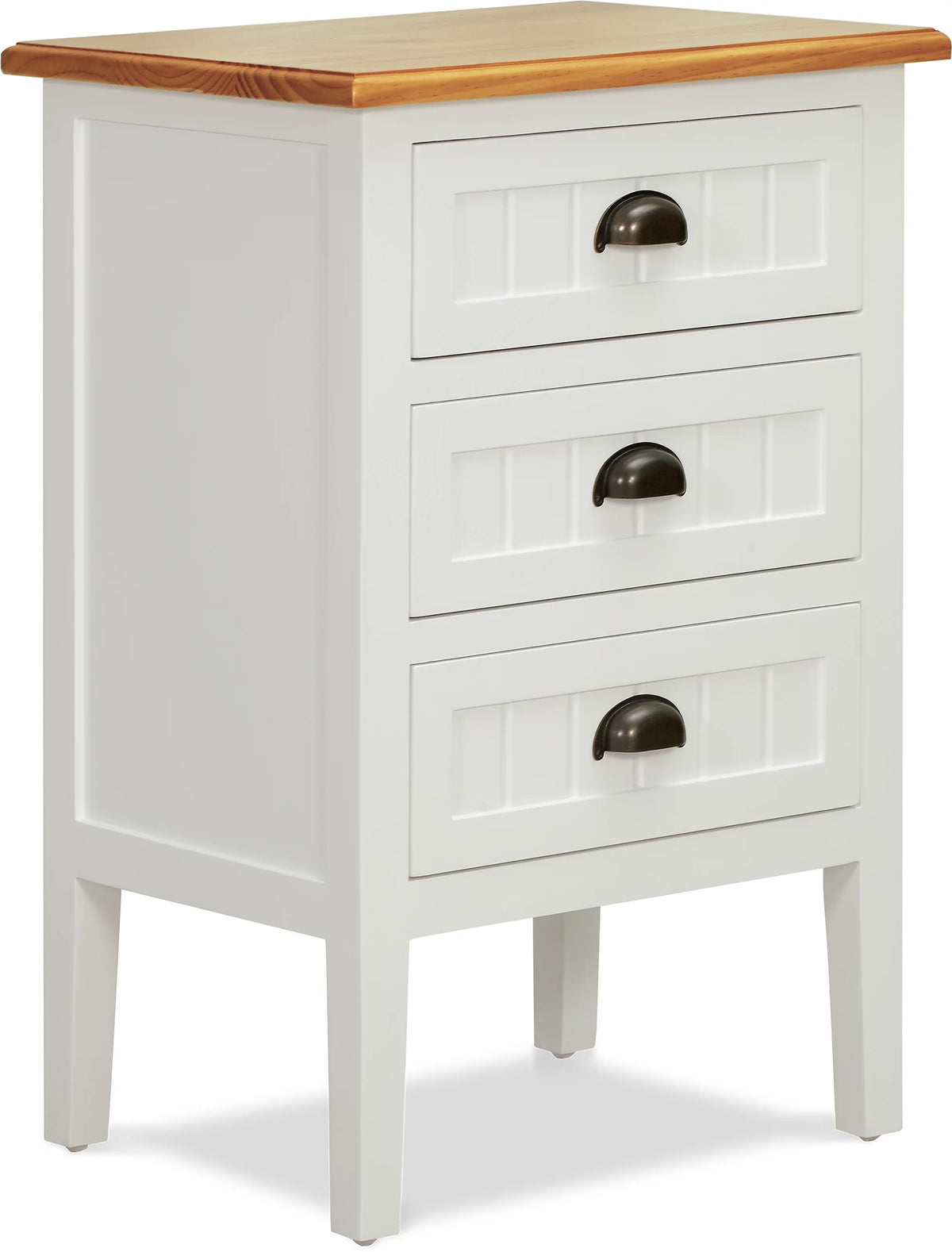 White 3 Drawer Solid Wood End Table U899