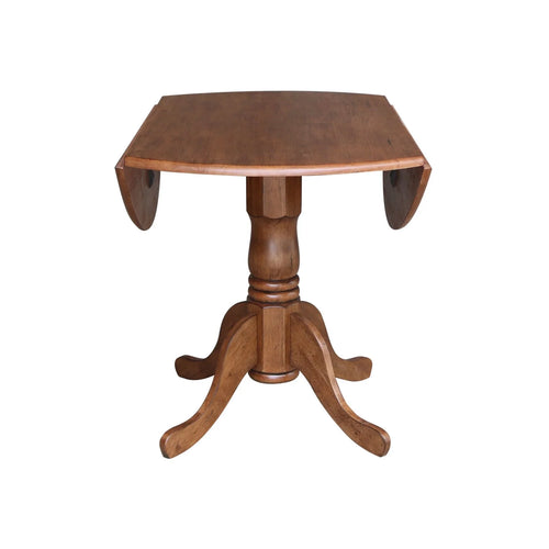 42" Round Solid Wood Dual Drop Leaf Pedestal Table R6244