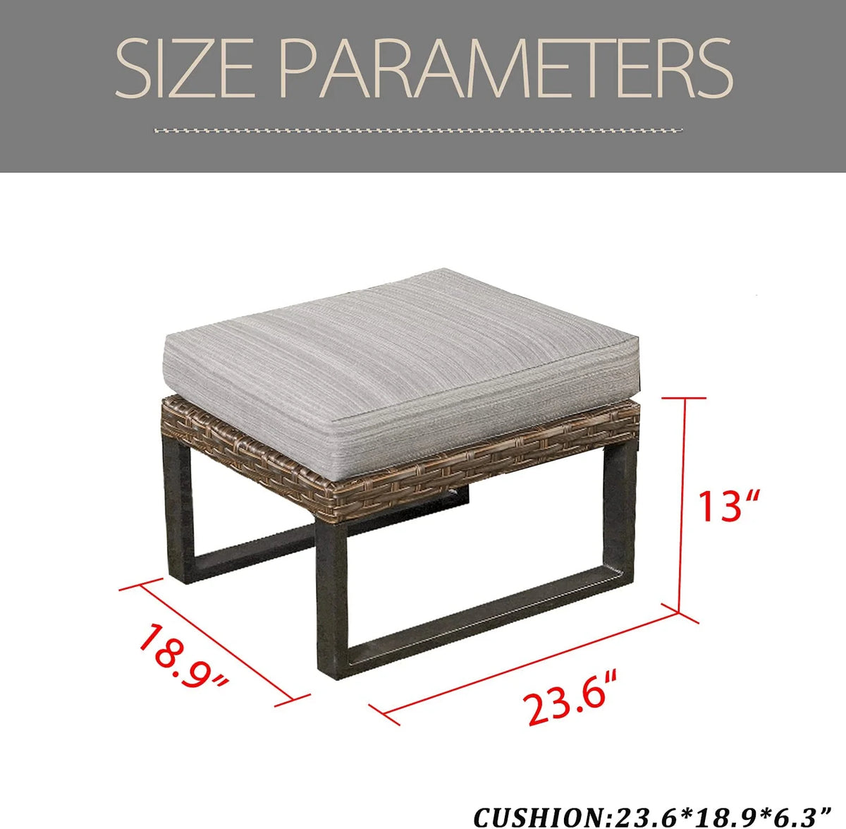 Wicker Outdoor Ottoman with Cushion U6334