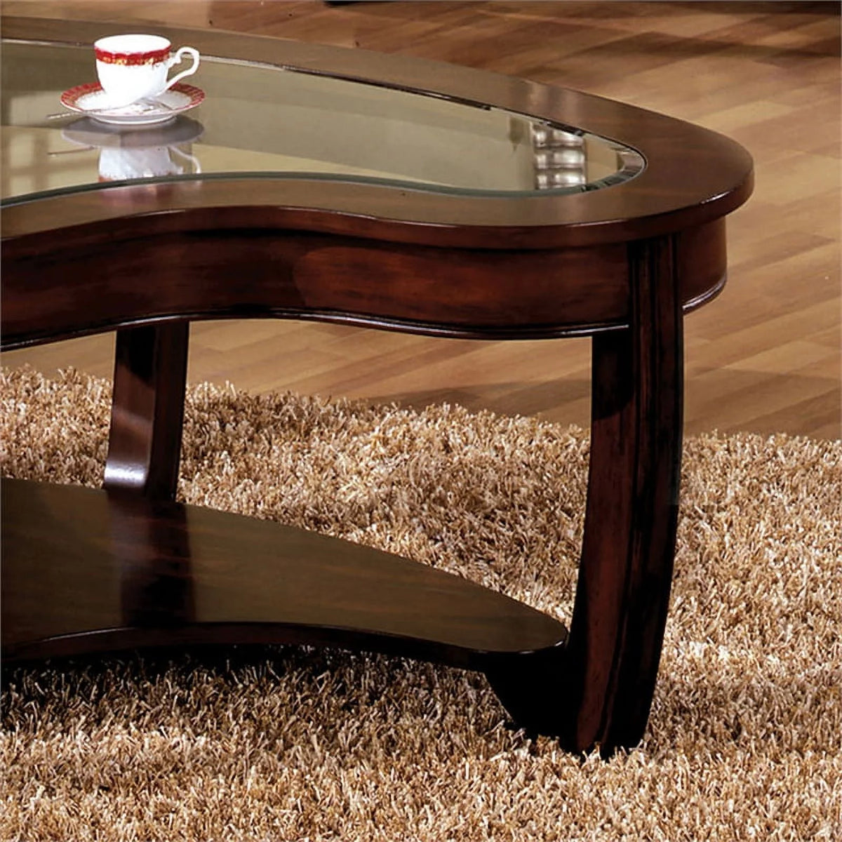 Solid Wood 1-Shelf Coffee Table in Dark Cherry A428
