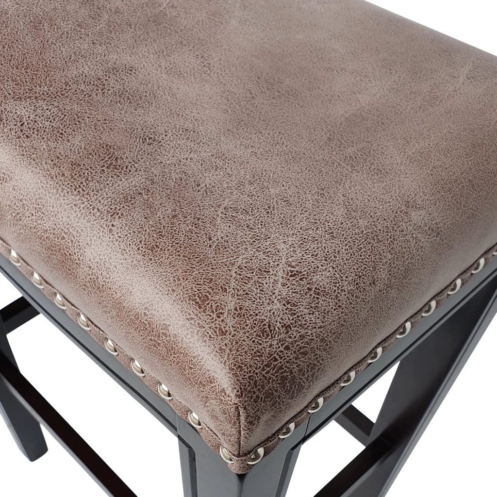 Gray Upholstered 30 Inch Backless Barstool Set of 2 I405758