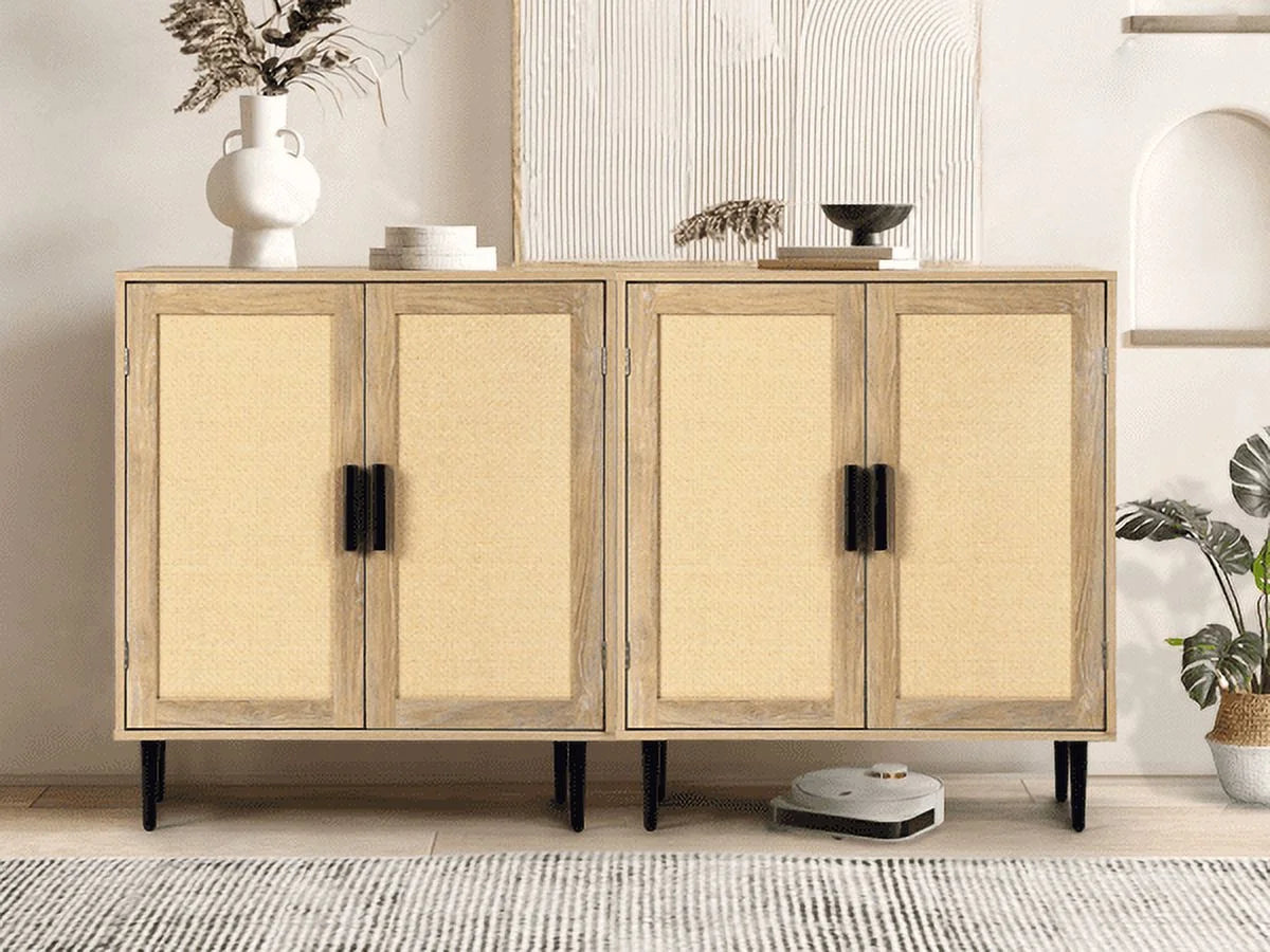 34.4'' Tall Sideboard Buffet Cabinet with Rattan Doors N280