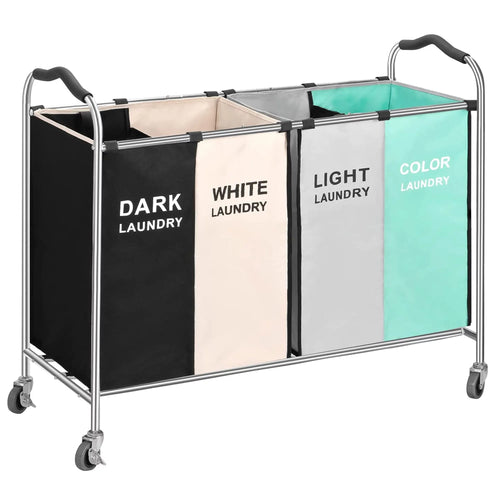 4 Section Laundry Cart with Wheels Z1612
