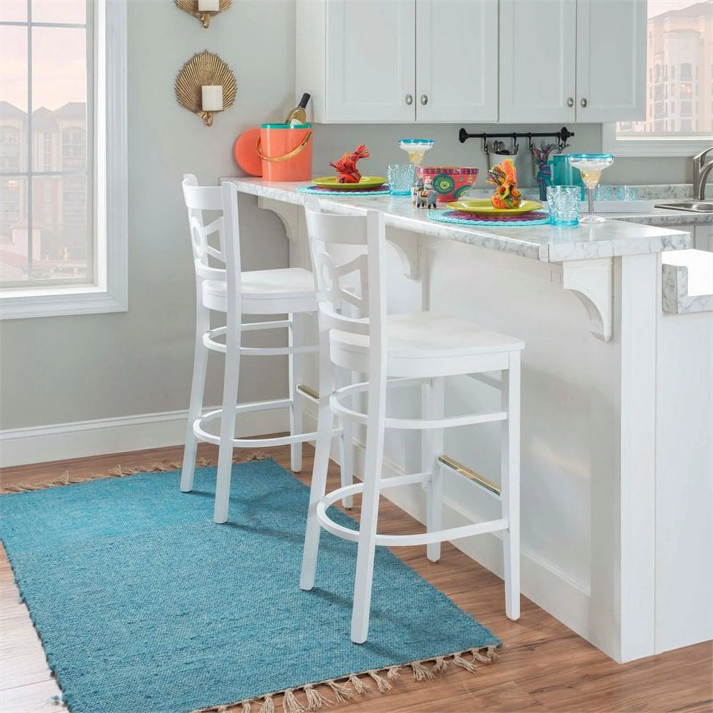 Solid Wood Set of Two Barstools in White R756419