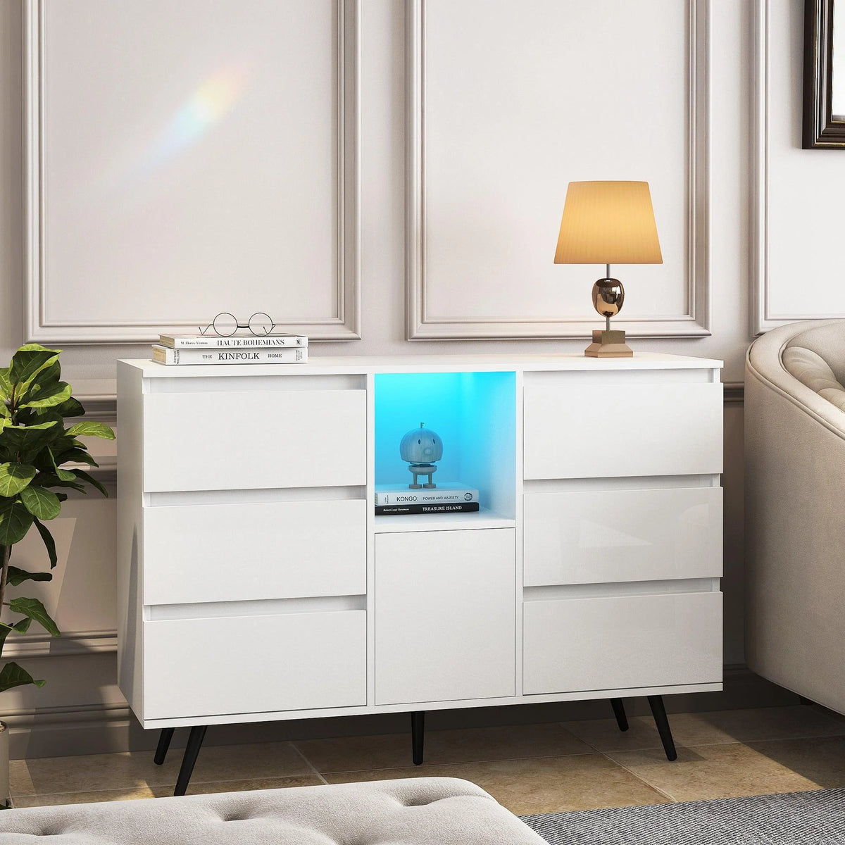 White High Gloss Sideboard Storage Cabinet G4743