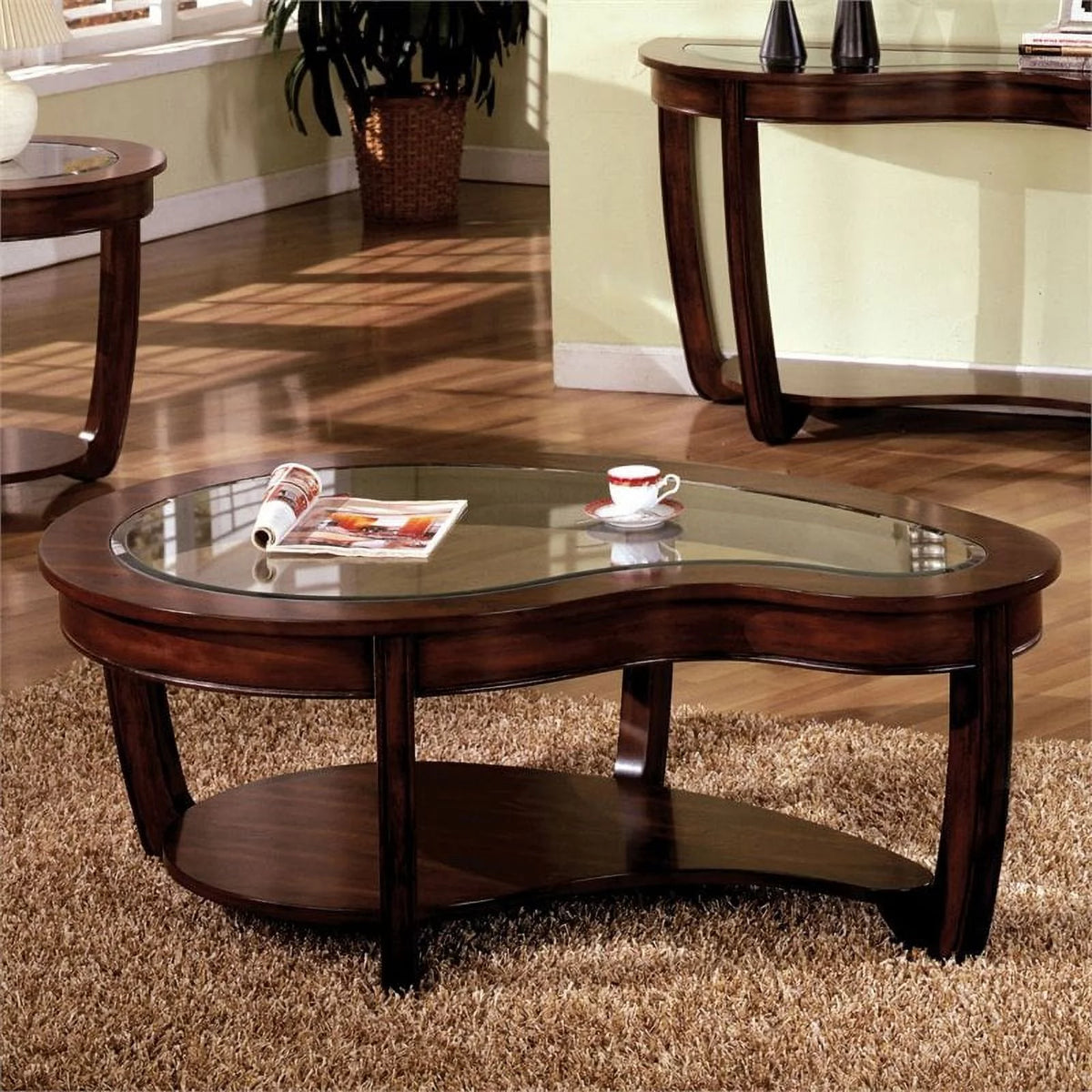 Solid Wood 1-Shelf Coffee Table in Dark Cherry A428