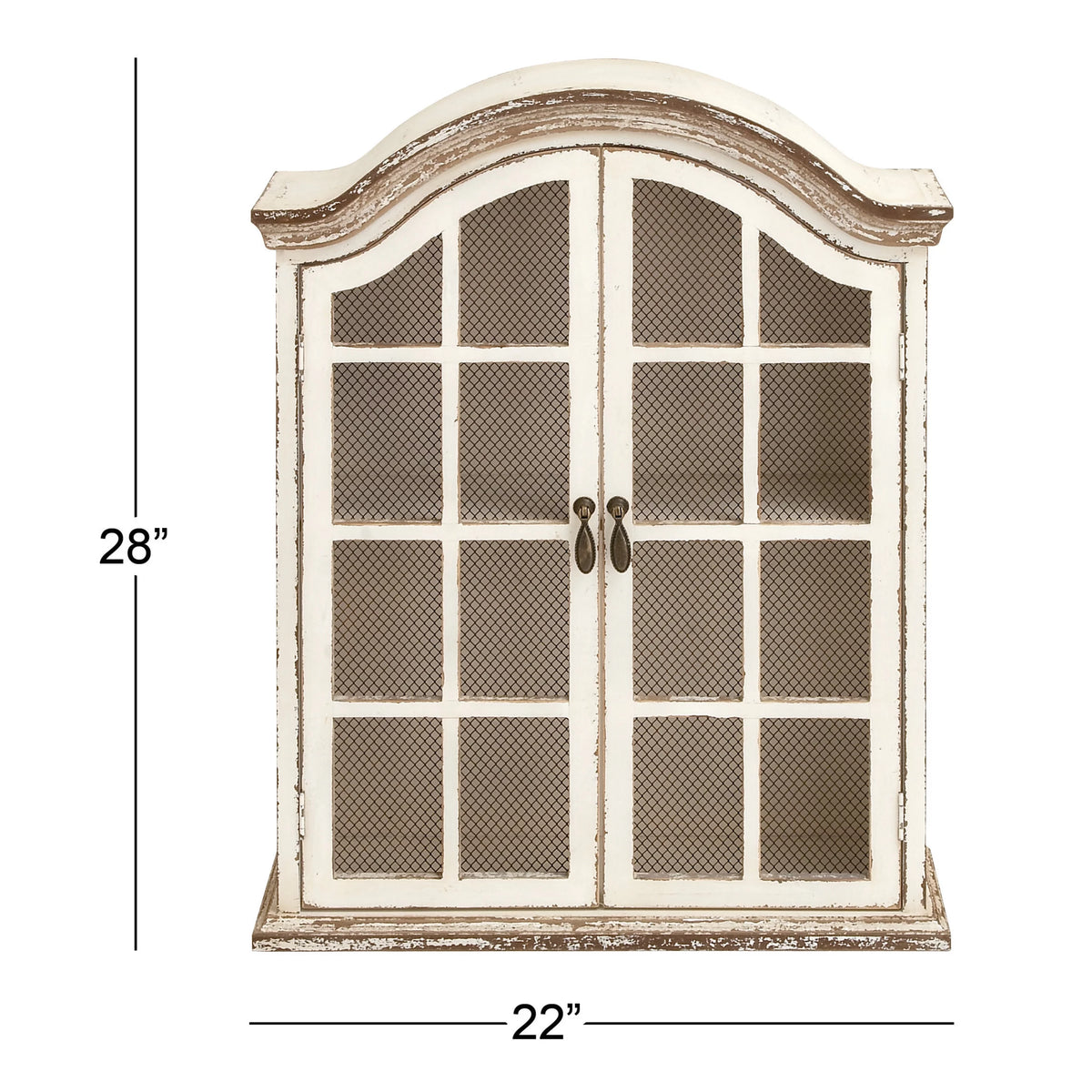 Vintage White Wood Wall Décor with Glass Doors and Shelving J982