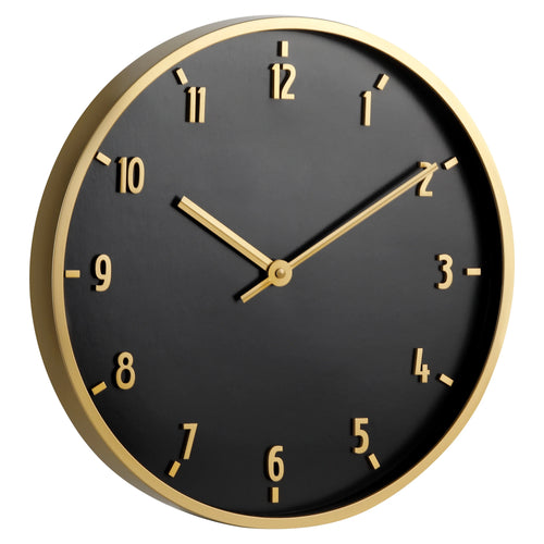 20" Round Indoor Black and Gold Analog Wall Clock with Arabic Numbers P9580