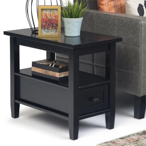 14" Black Wood Narrow Side Table B1080