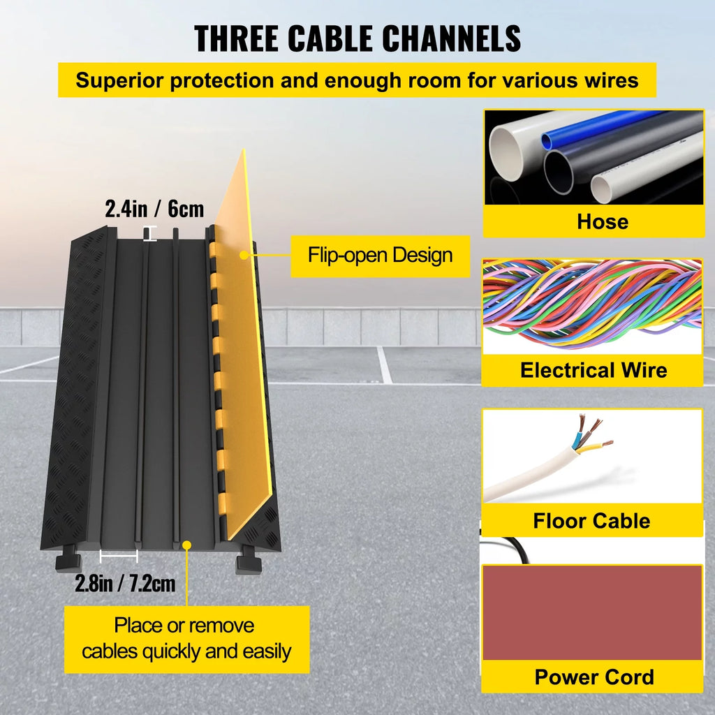 3-Channel Rubber Cable Protector Ramp L2809
