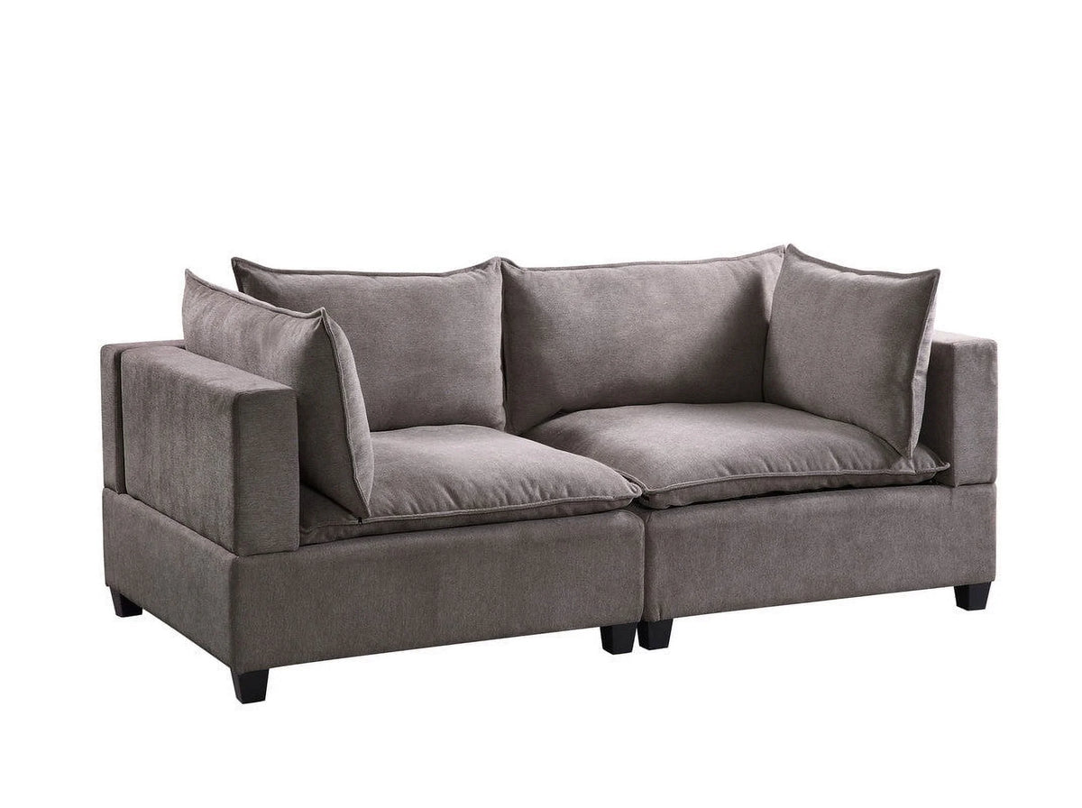 Light Gray Fabric Loveseat D82111