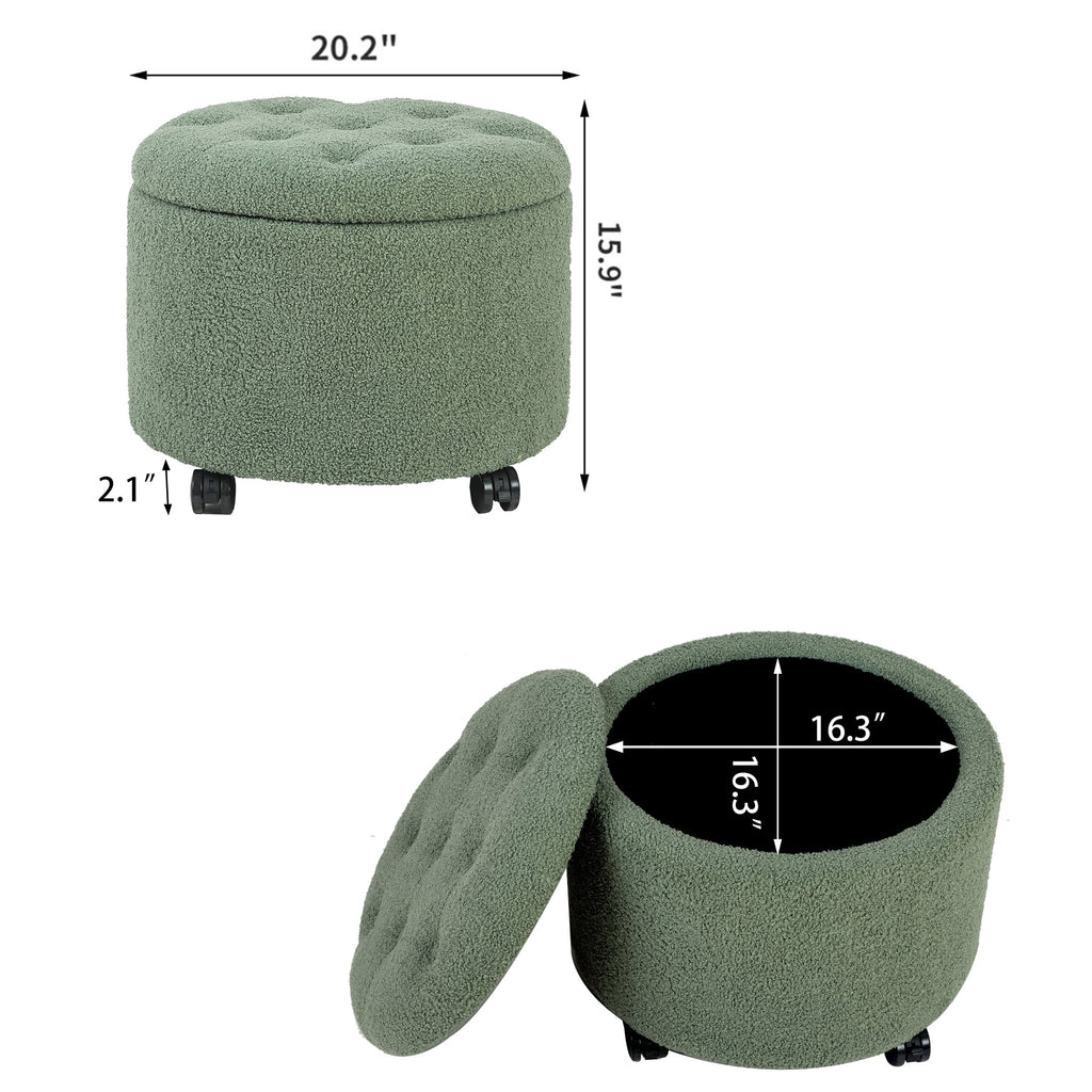 Velvet Tufted Round Storage Ottoman J5039