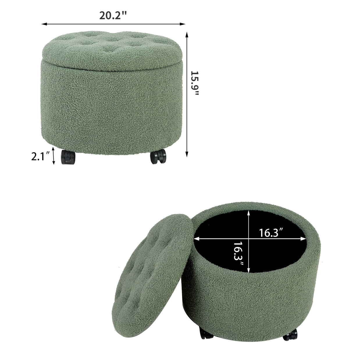 Velvet Tufted Round Storage Ottoman J5039