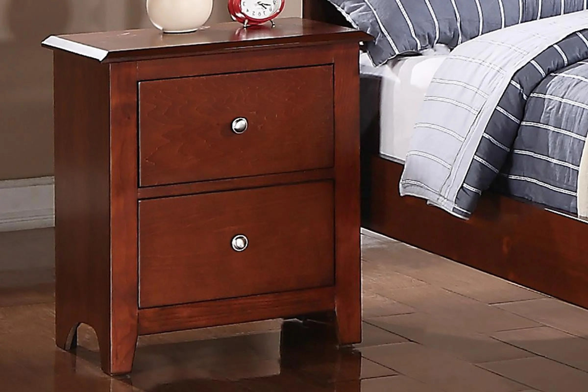 Cherry Color Wooden 2 Drawers Nightstand X142