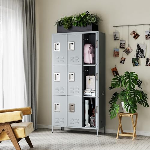 3 Door Metal Storage Locker with Shelves and Lock Z8130