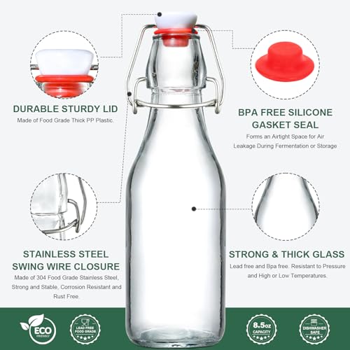 8 Pack 8.5oz Flip Top Glass Bottles L272290