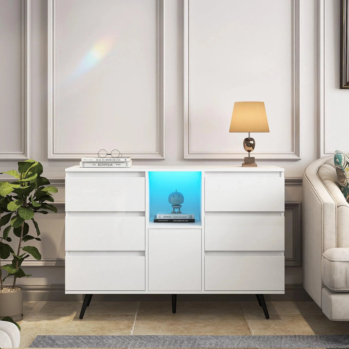 White High Gloss Sideboard Storage Cabinet G4743