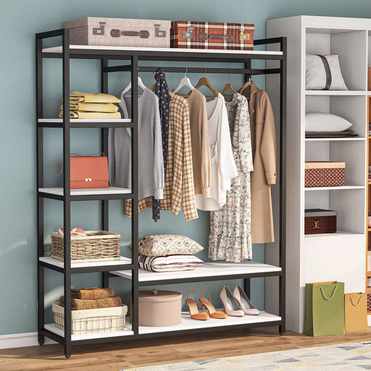 47 inches Clothing Garment Rack with Storage Shelf Q829225