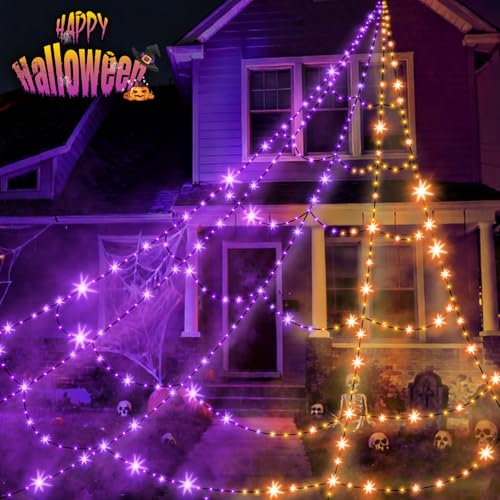Halloween Decorations Outdoor Spider Web Lights with Remote Control Timer Waterproof G89367