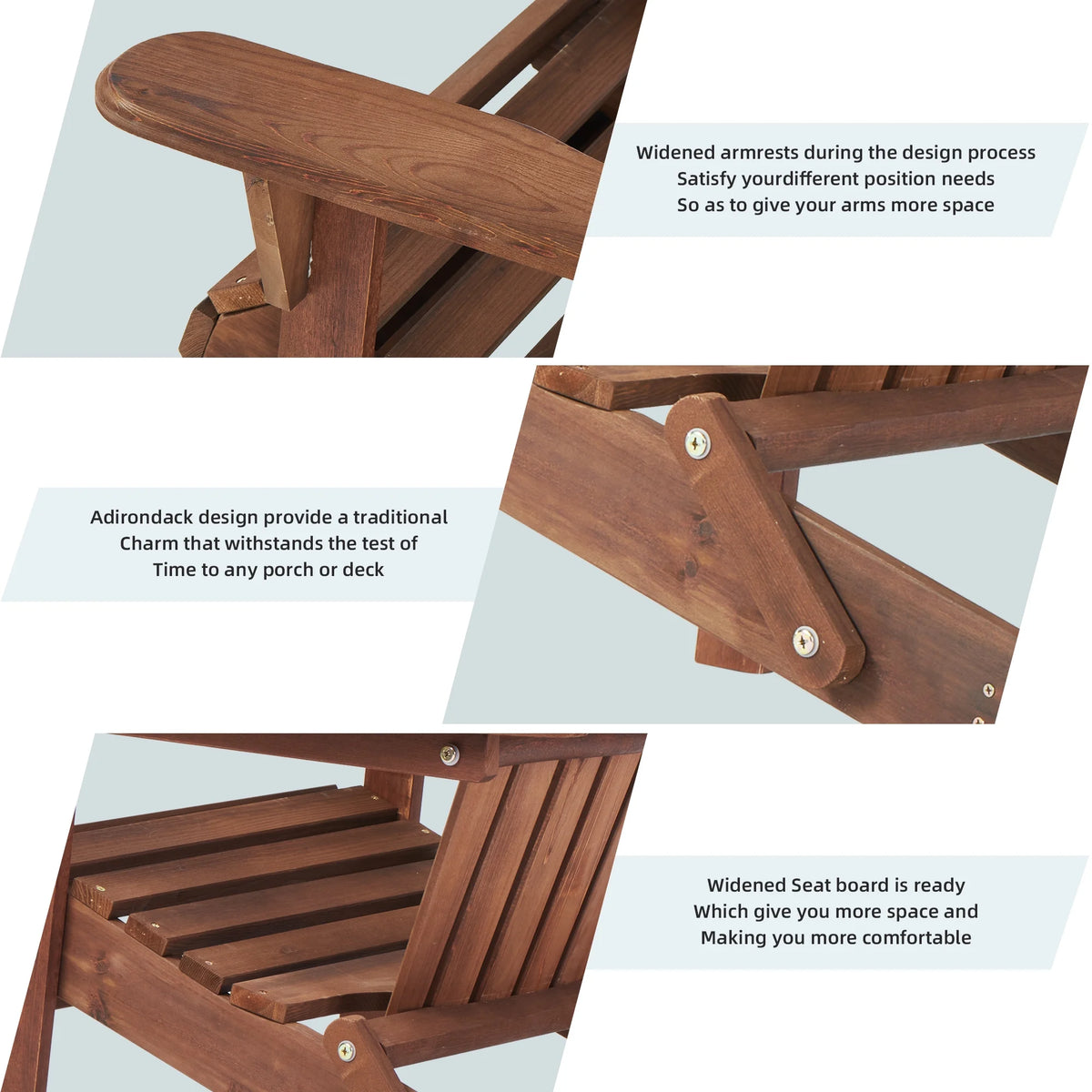 Wooden Outdoor Folding Adirondack Chair Set of 2 F9691
