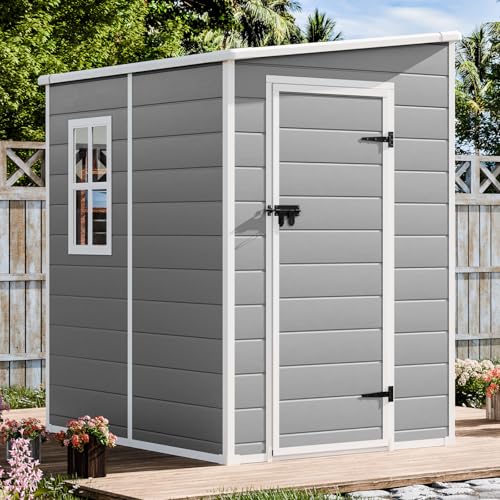5x4 FT Waterproof Resin Outdoor Storage Shed with Floor S46693