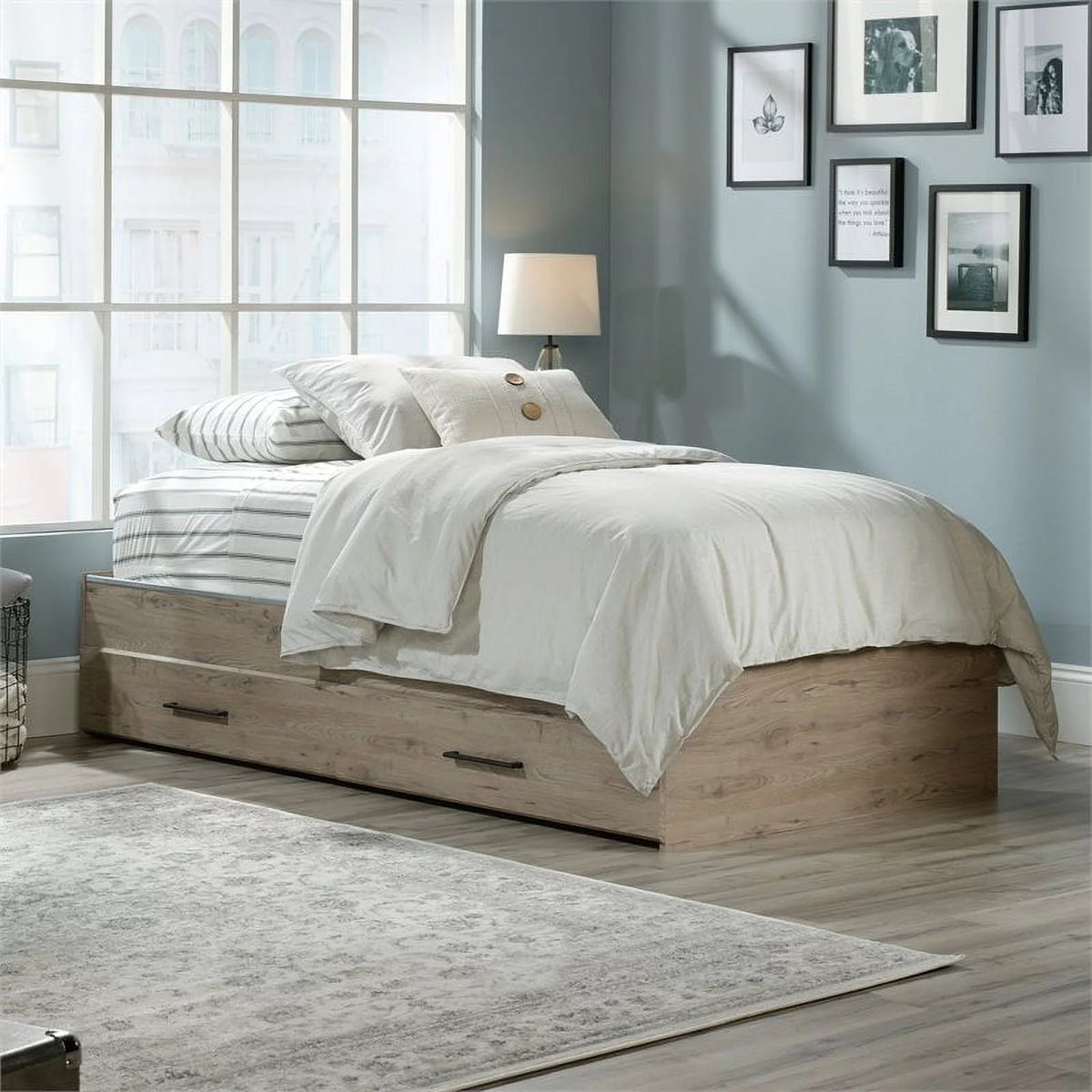 2 Piece Wood Twin Mates Bed with Storage Drawers S835418