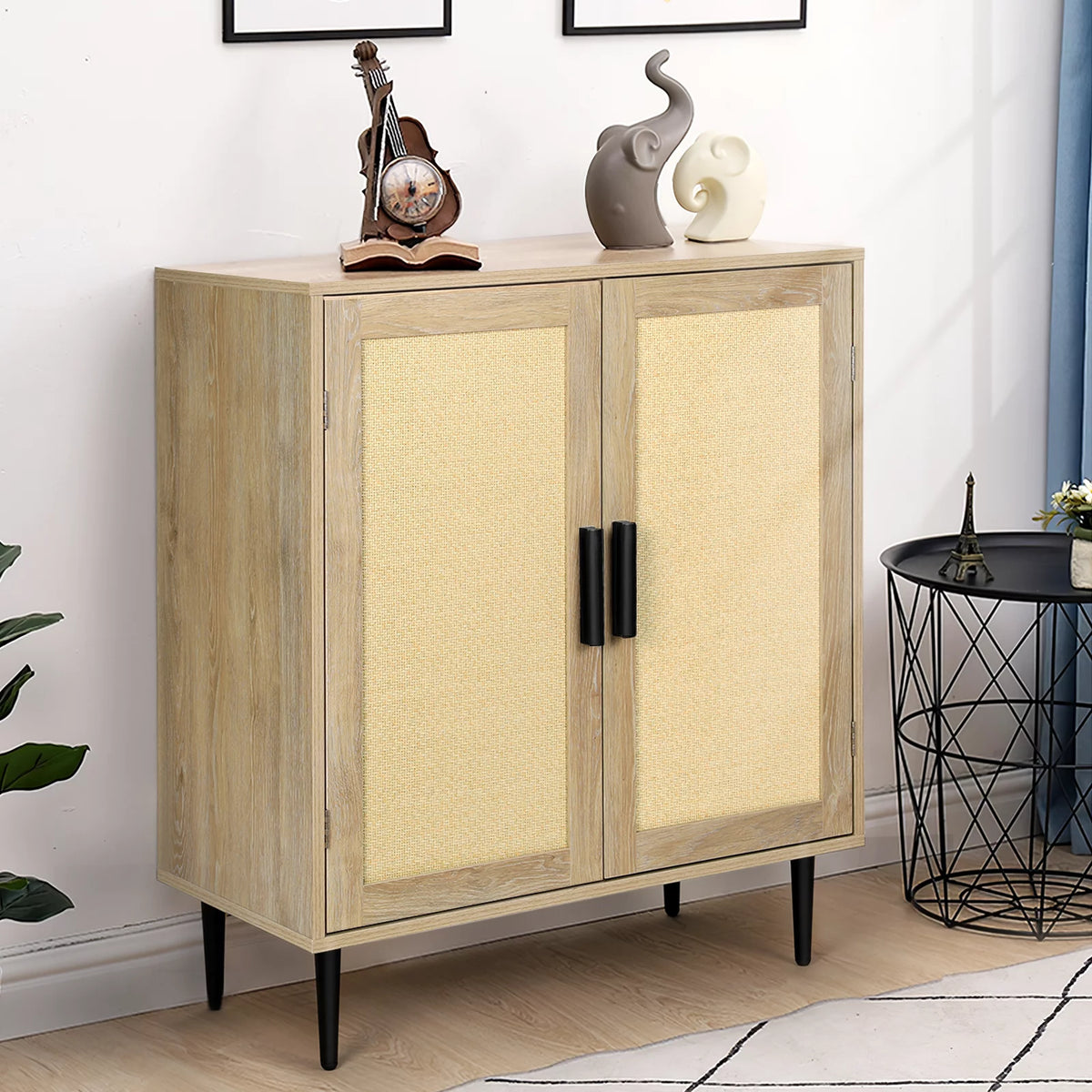 34.4'' Tall Sideboard Buffet Cabinet with Rattan Doors N280