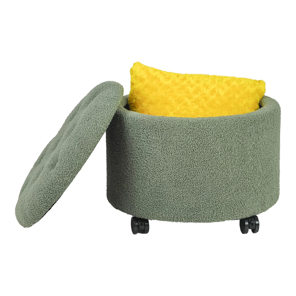 Velvet Tufted Round Storage Ottoman J5039