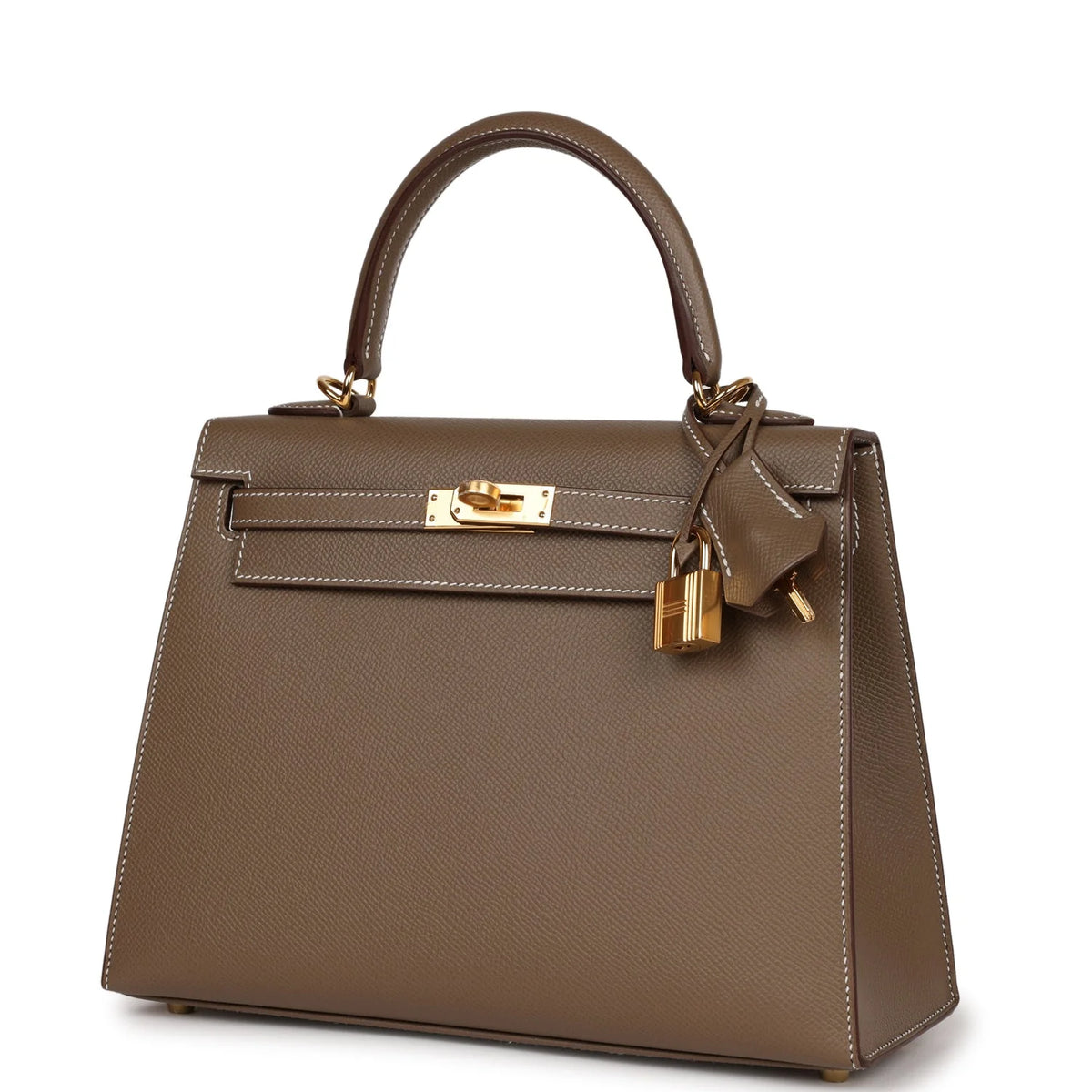 Kelly 25 Etoupe Epsom Handbag Y9118