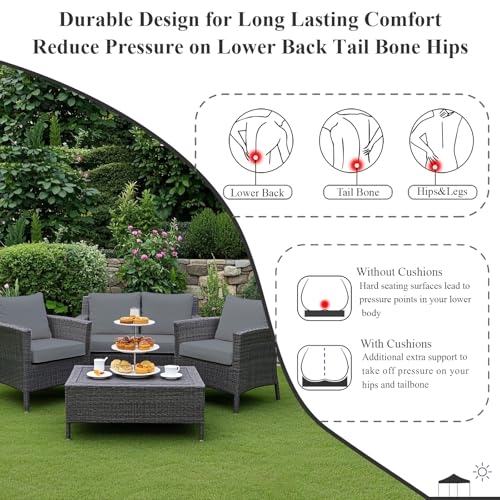 Waterproof Outdoor Chair Cushions Set of 2, 17"x16"x2", Cream G4317