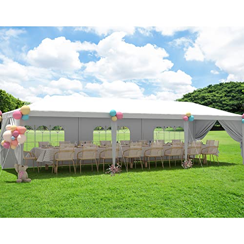 10x30 Outdoor Canopy Tent with 8 Side Removable Walls White M24870