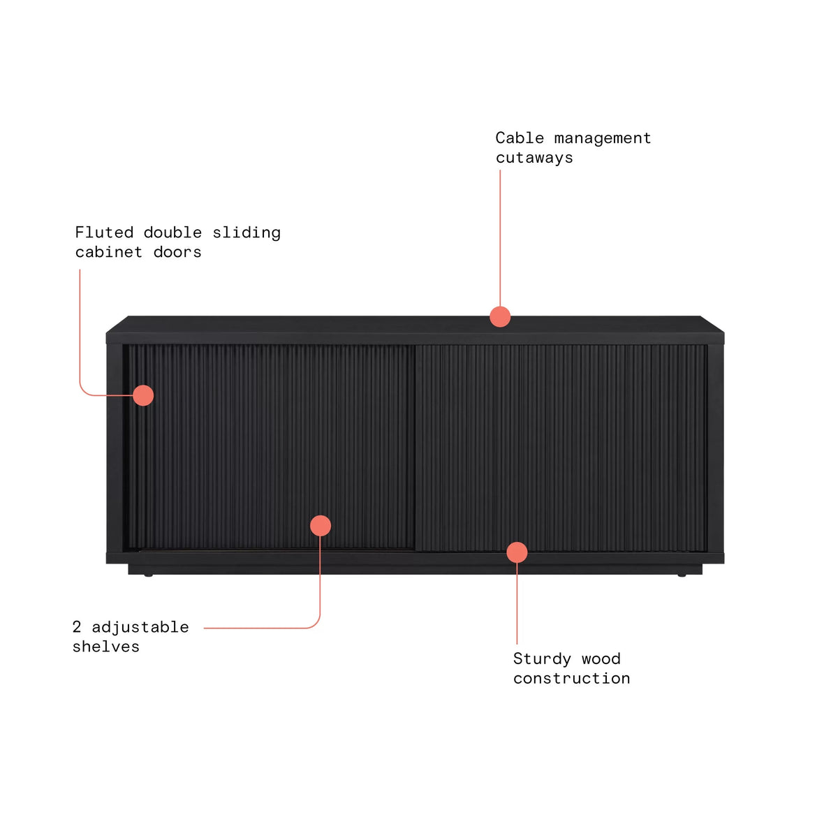 Fluted TV Stand for TVs up to 70" Black F815375