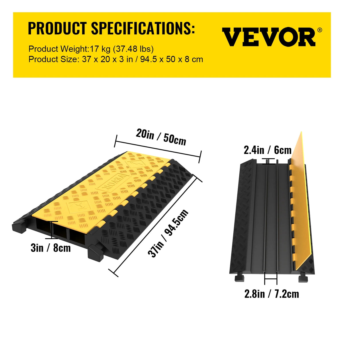 3-Channel Rubber Cable Protector Ramp L2809