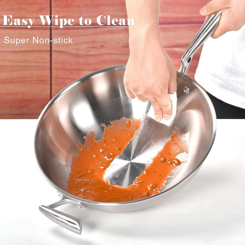 12.6 Inch Stainless Steel Wok Pan with Lid S140983