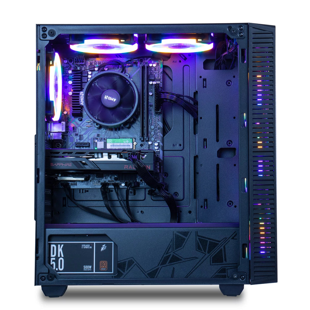 Gaming PC Desktop Computer, Ryzen 5 4500, RX6600, 16GB DDR4, 500GB NVME SSD J935